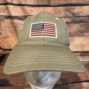 Academy Sports Khaki USA Flag Twill Hat Adjustable Strap Mesh OSFM Patriotic Cap